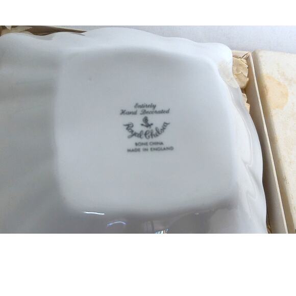 Vintage Royal Chelsea Golden Valley Square Sweets Bone China Dish With Box - Picture 4 of 7
